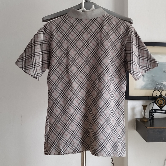 Authentic Burberry Plaid Polo Shirt with gold Burberry button's - Picture 3 of 10
